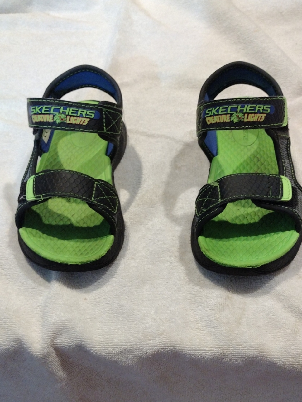 Skechers Kids Neon Green and Black Light-Up Sandals